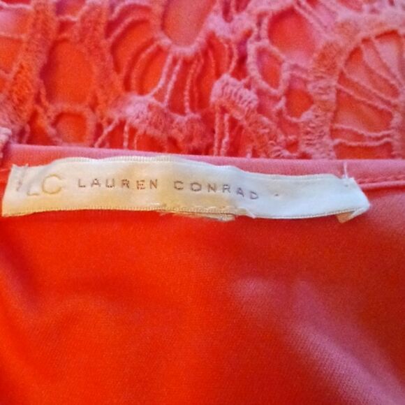 Lauren Conrad Crochet Sleeveless Scoopneck Dress Orange Sz Small - Picture 10 of 10